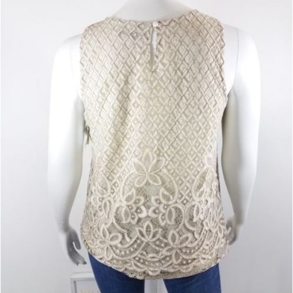 3/$25 Vintage Cream Embroidered Lace Top XL - Picture 5 of 7
